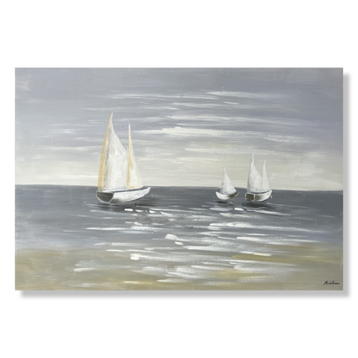 En målning med segelbåtar