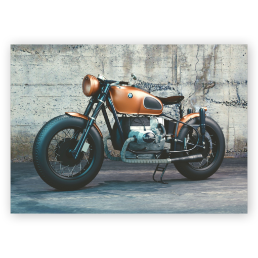 En poster med en klassisk BMW motorcykel