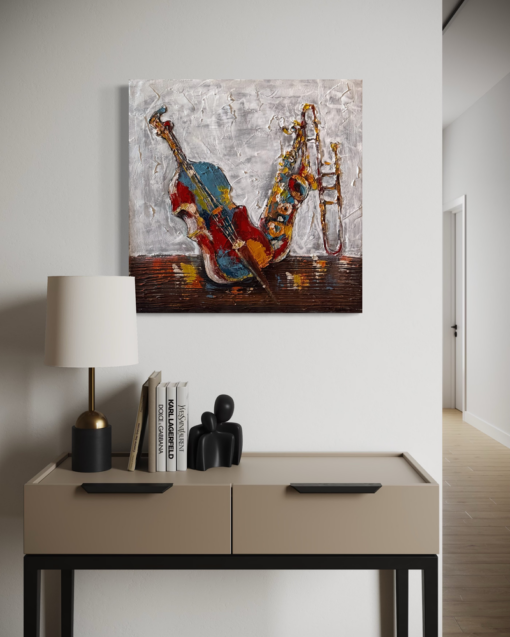 Een schilderij met instrumenten