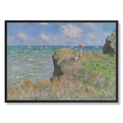 Claude Monet – Cliff Walk at Pourville, 70×50 cm, płótno w czarnej ramie „floating”
