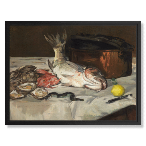 Édouard Manet – Fish (Still Life), 40×30 cm, wydruk na płótnie w czarnej ramie „floating”