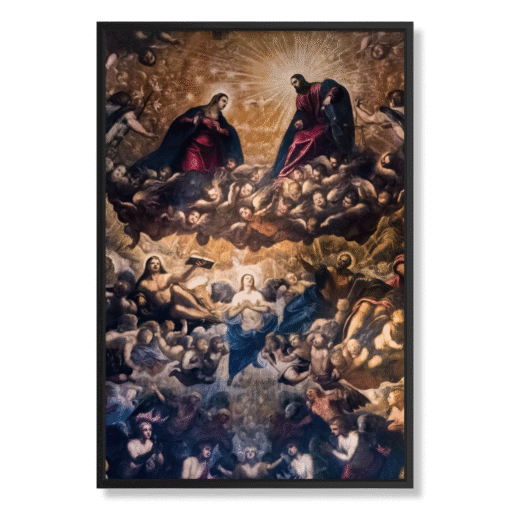 Jacopo Tintoretto – Gloria del Paradiso, 80×120 cm, płótno w czarnej ramie typu floating (Ponadczasowe Arcydzieła – boskość)