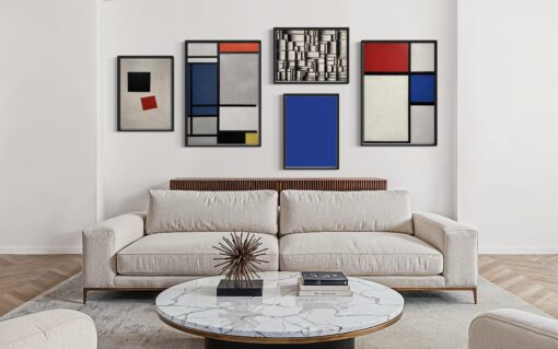 Modernist Graphique – Bauhaus Energy, zestaw ścienny w czarnych ramach „floating”