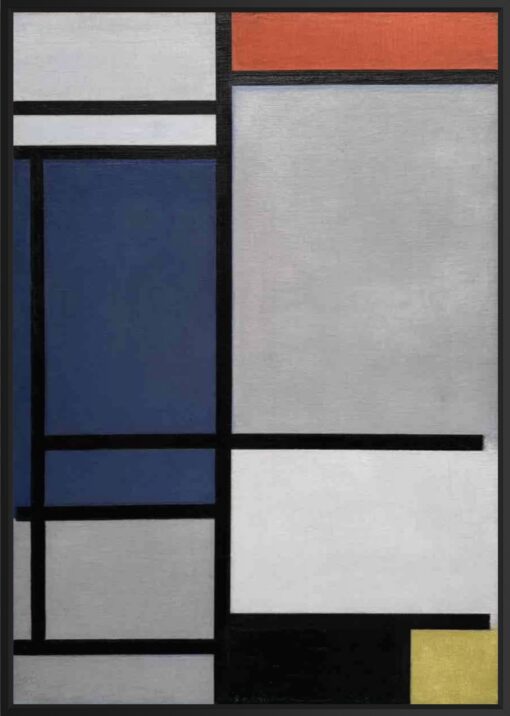 Piet Mondrian – Composition with Red, Blue, Black, Yellow and Gray (1921), wydruk na płótnie w czarnej ramie „floating”