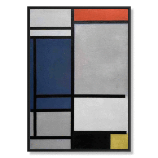Piet Mondrian – Composition with Red, Blue, Black, Yellow and Gray (1921), wydruk na płótnie w czarnej ramie „floating”