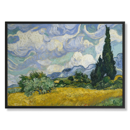 Vincent van Gogh – Wheat Field with Cypresses, 70×50 cm, płótno w czarnej ramie „floating”