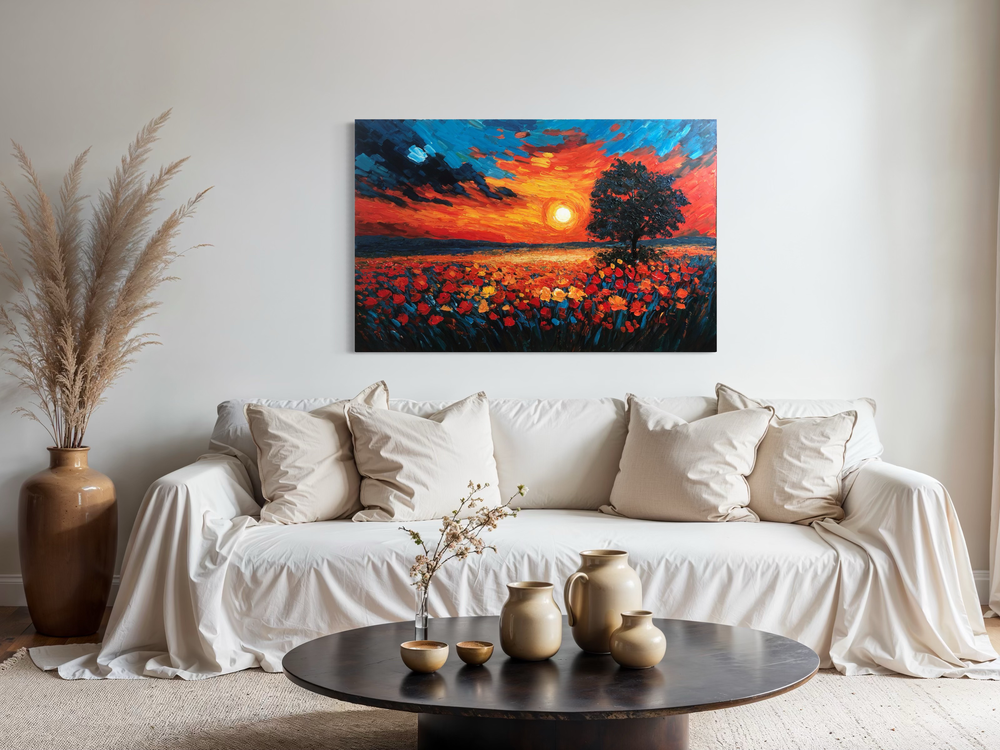 Obraz krajobrazowy wykonany techniką impasto